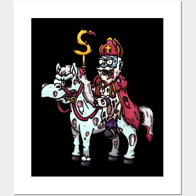 Horror Saint Nicholas On Horse Wall Art by TheMaskedTooner